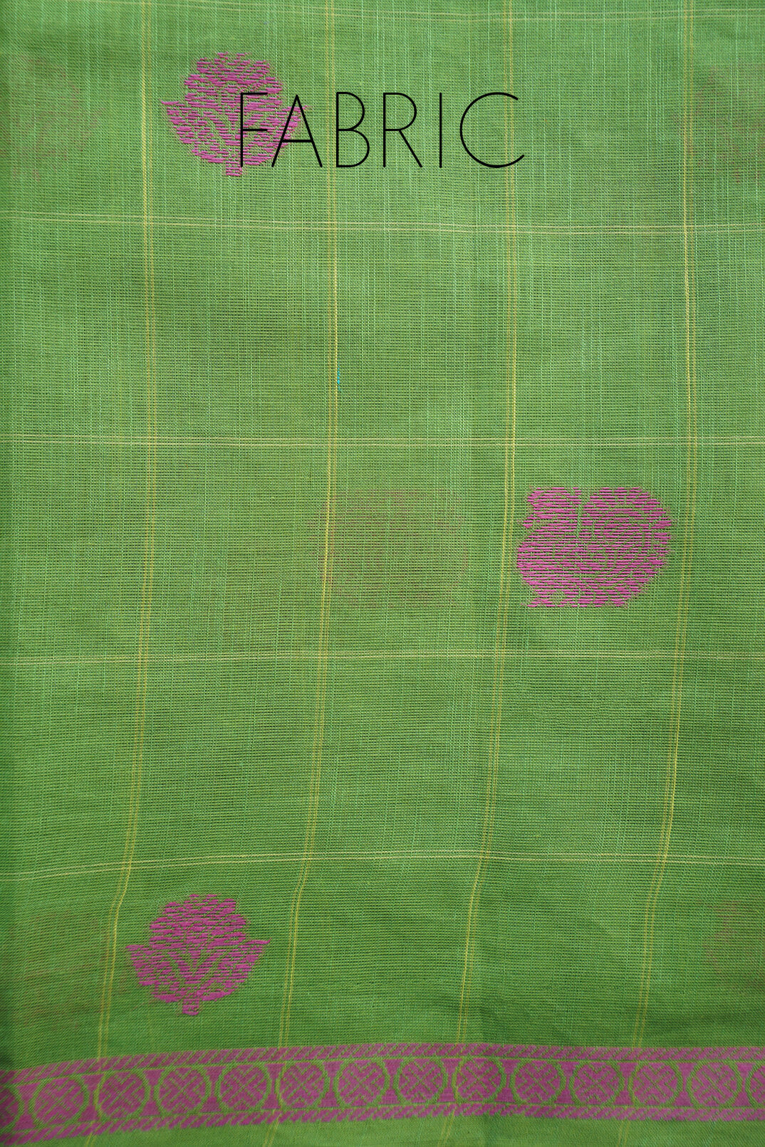 Green and pink check Godavari handloom cotton check saree | Niram Neela