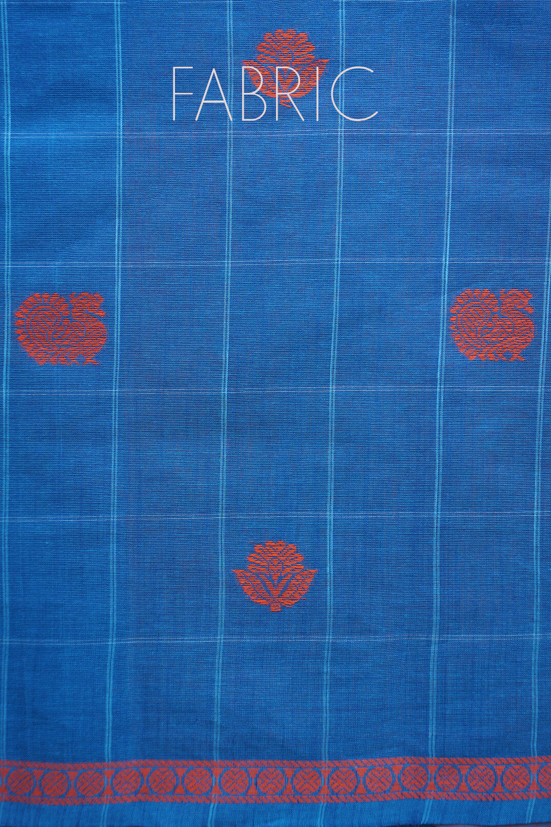 Blue and orange check Godavari cotton saree | Niram Neela