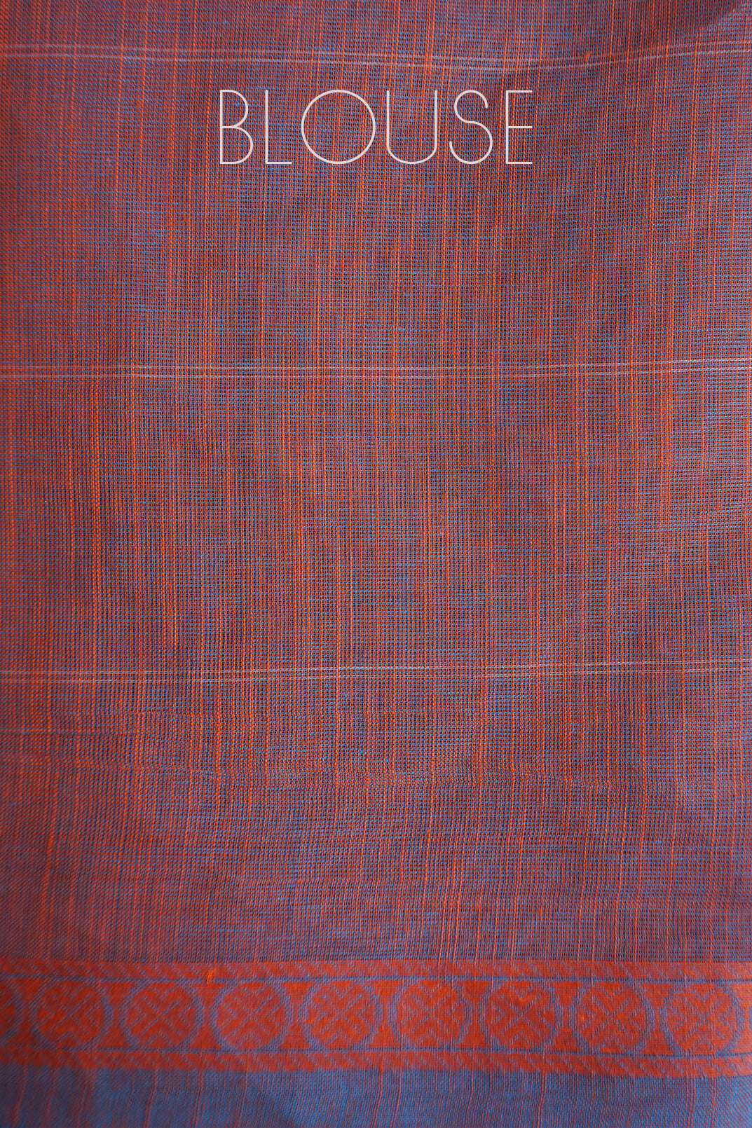 Blue and orange check Godavari cotton saree | Niram Neela