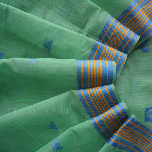 Green and blue handloom Godavari workwear cotton saree | Niram Neela