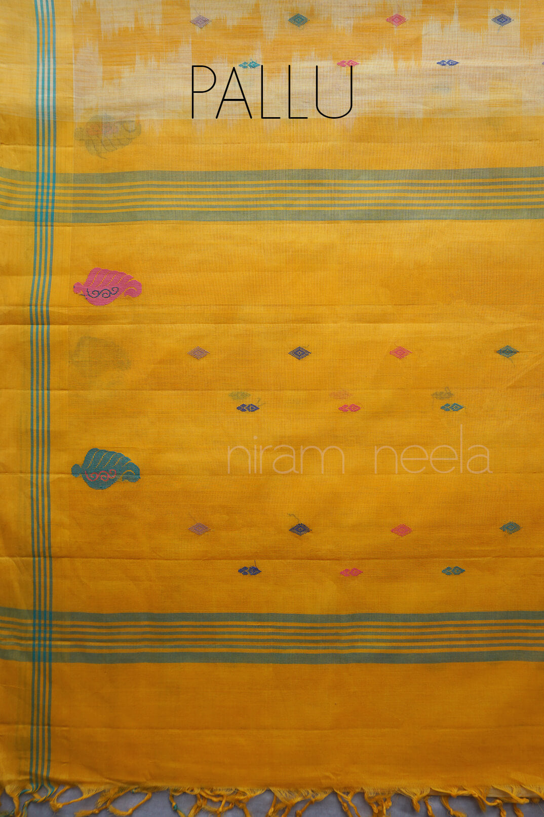 Yellow and green tie-dyed Godavari handloom cotton saree | Niram Neela