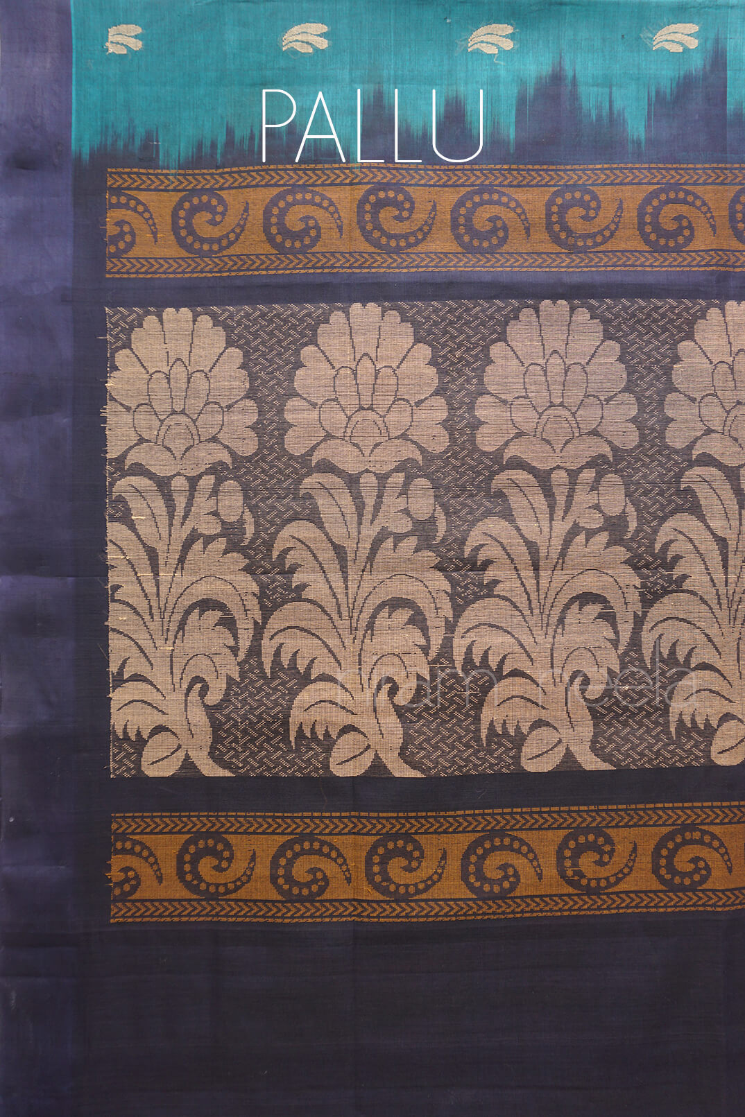 Teal green and purple handloom Godavari cotton saree from Niram Neela