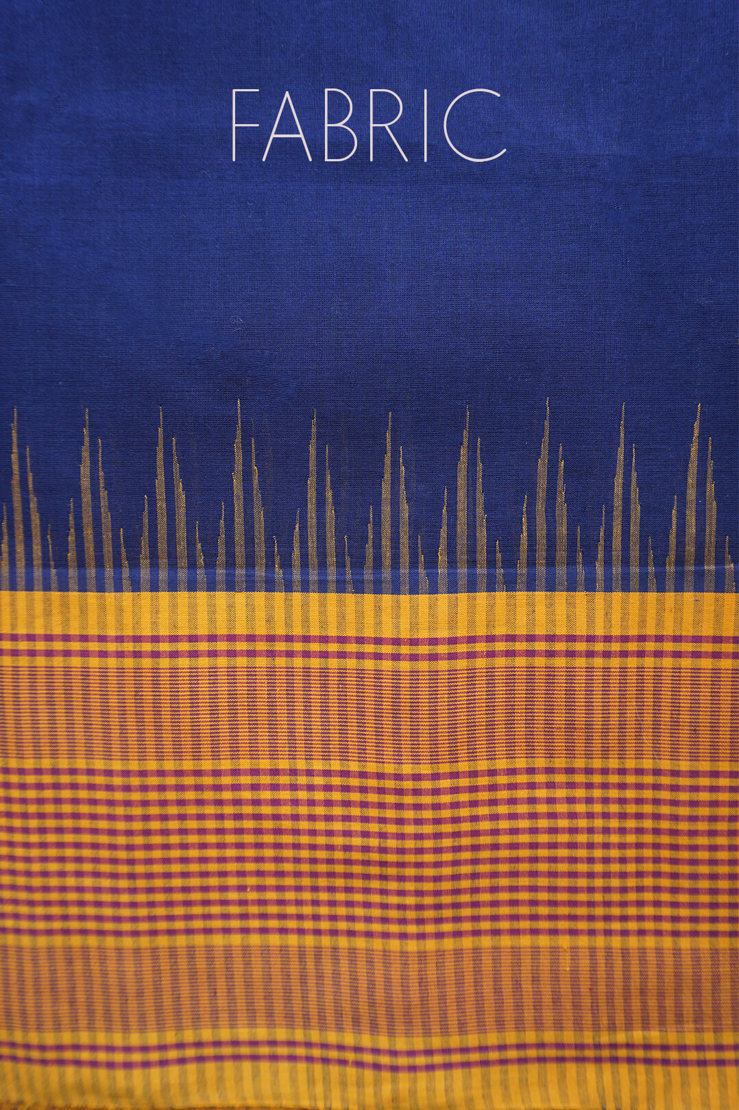 Navy blue and turmeric yellow check Godavari cotton saree | Niram Neela