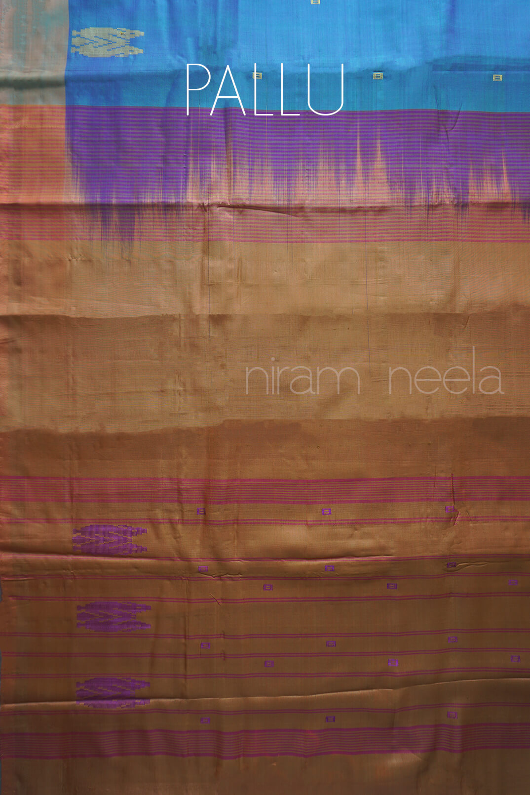 Peacock green and ochre Chinnalapattu art silk saree - Niram Neela