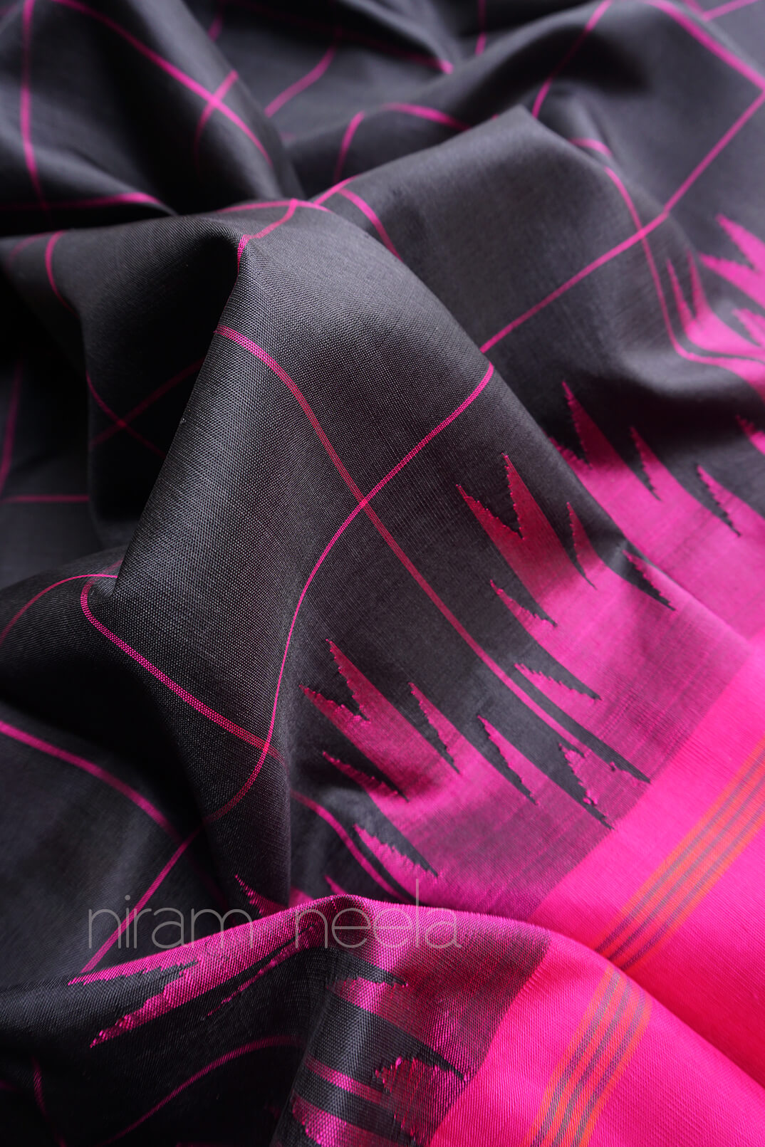 Black and pink Arni silk saree | Niram Neela