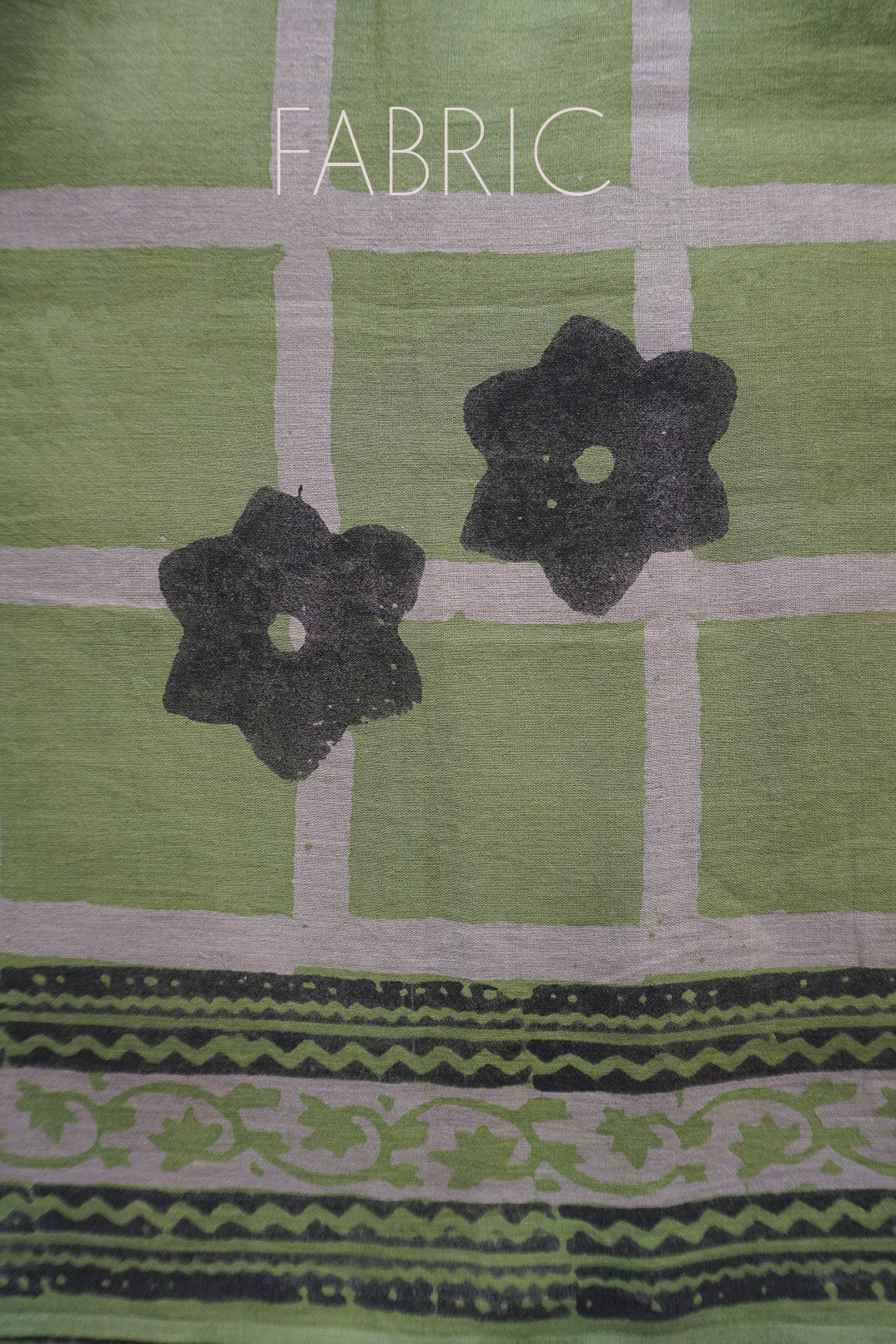 Green cotton Batik print saree | Niram Neela