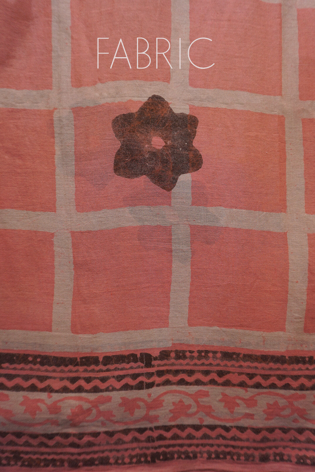 Salmon cotton Batik print saree | Niram Neela