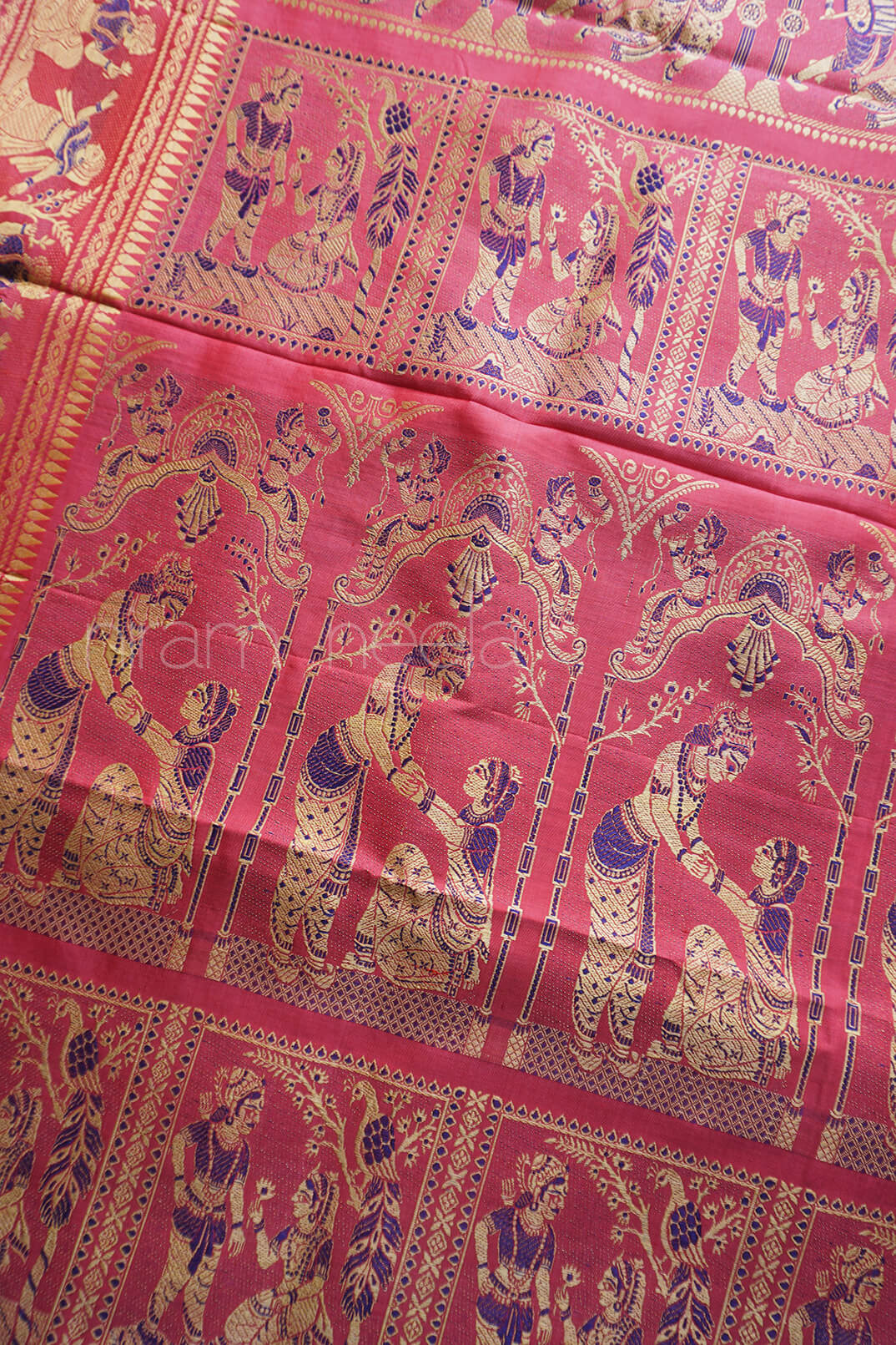 Rose pink Baluchari pure silk saree | Niram Neela