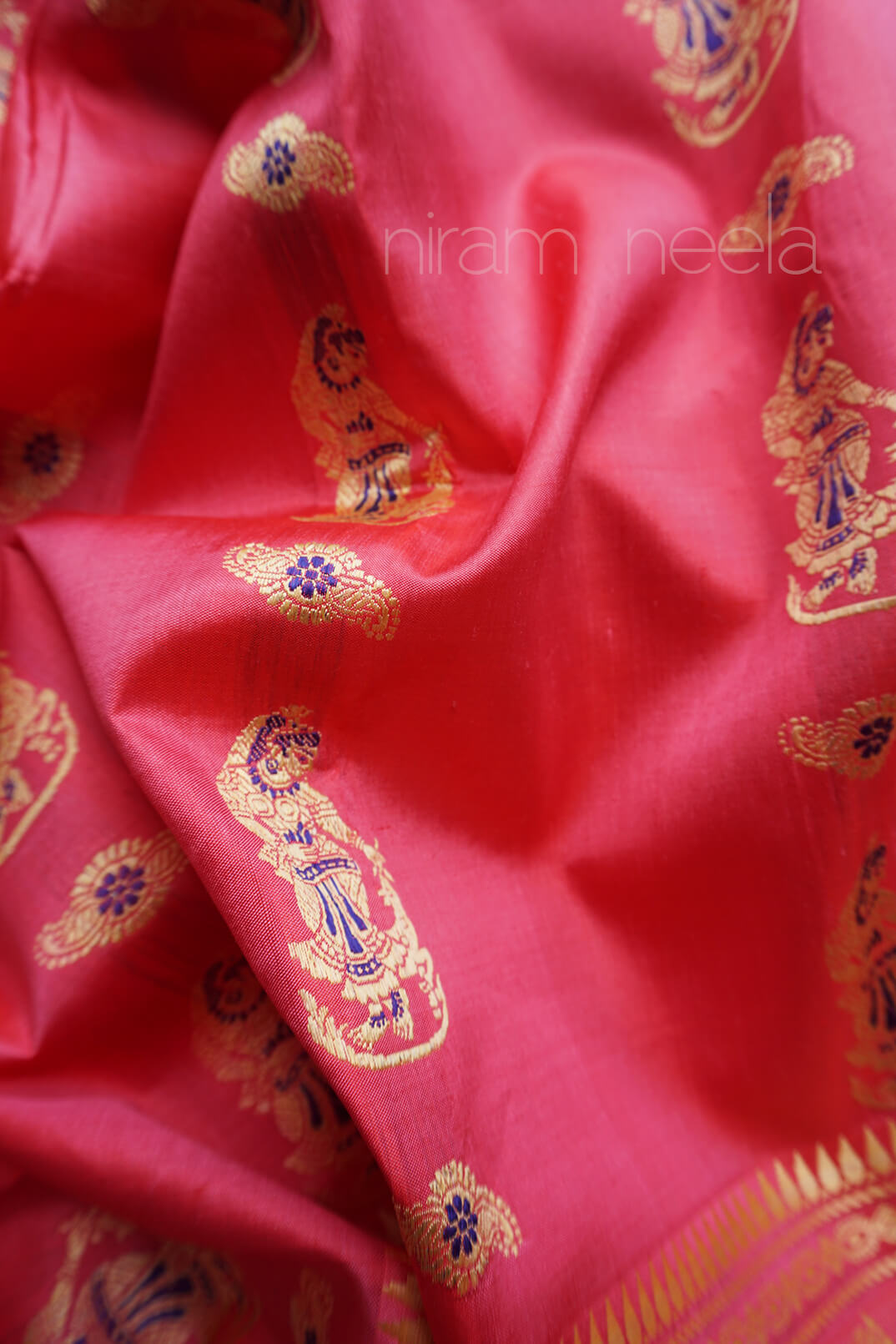 Rose pink Baluchari pure silk saree | Niram Neela