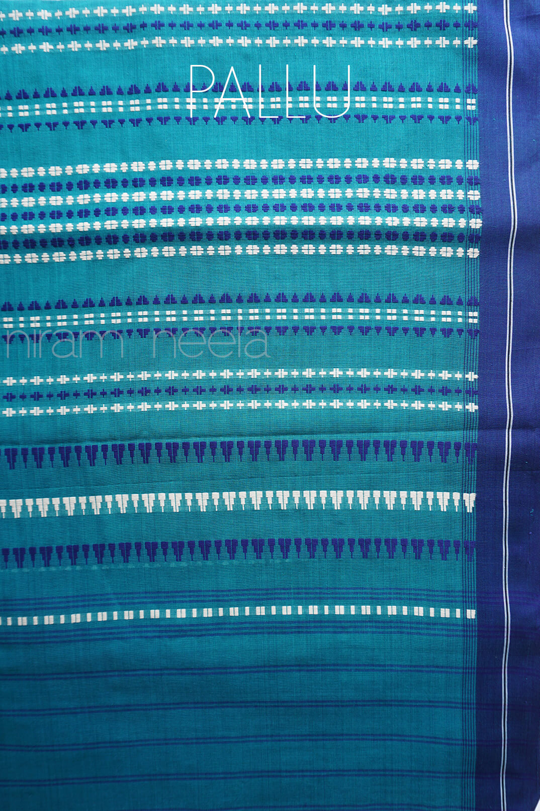 Turqouise green and blue Begumpuri cotton saree - Niram Neela
