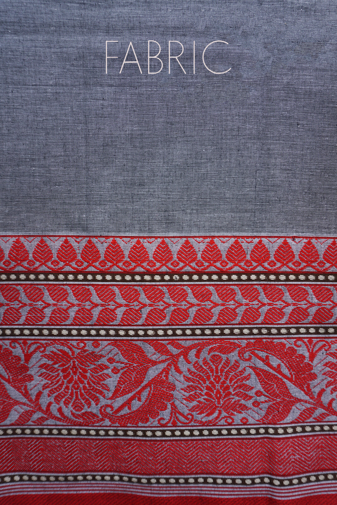 Grey and red Begumpuri cotton saree - Niram Neela