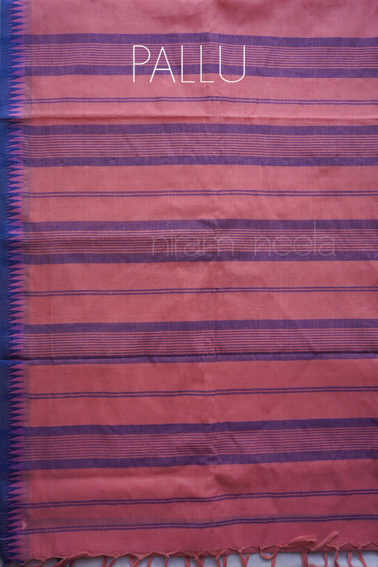 Soft Pink and blue Begumpuri cotton saree | Niram Neela