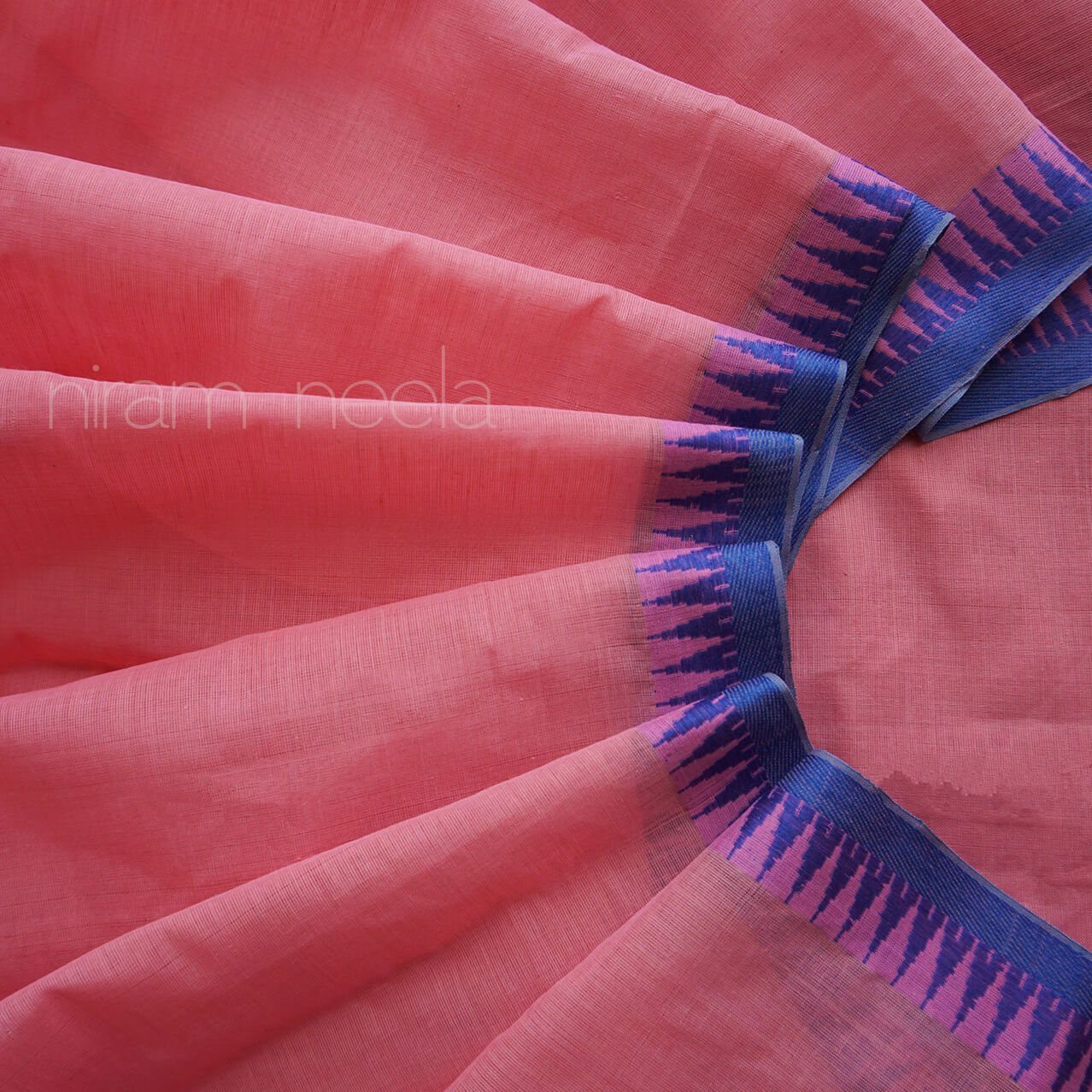 Soft Pink and blue Begumpuri cotton saree | Niram Neela