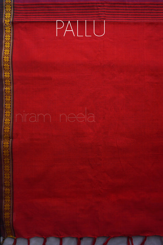 Magenta pink and red Begumpuri cotton saree | Niram Neela