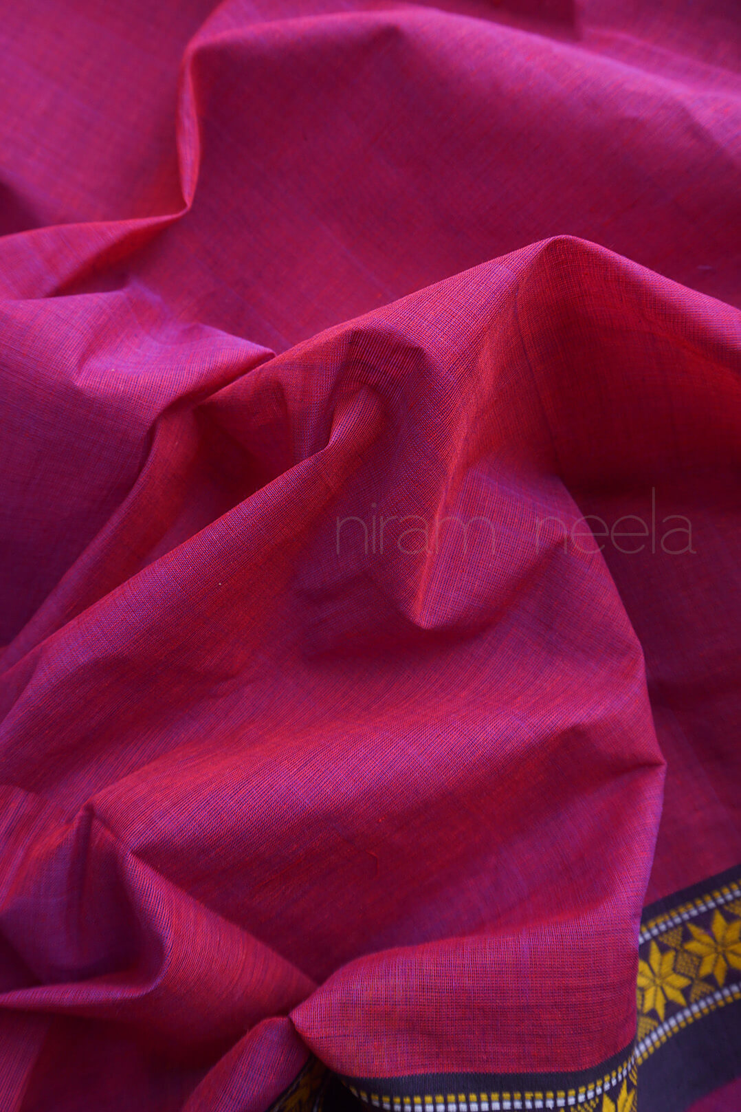 Magenta pink and red Begumpuri cotton saree | Niram Neela