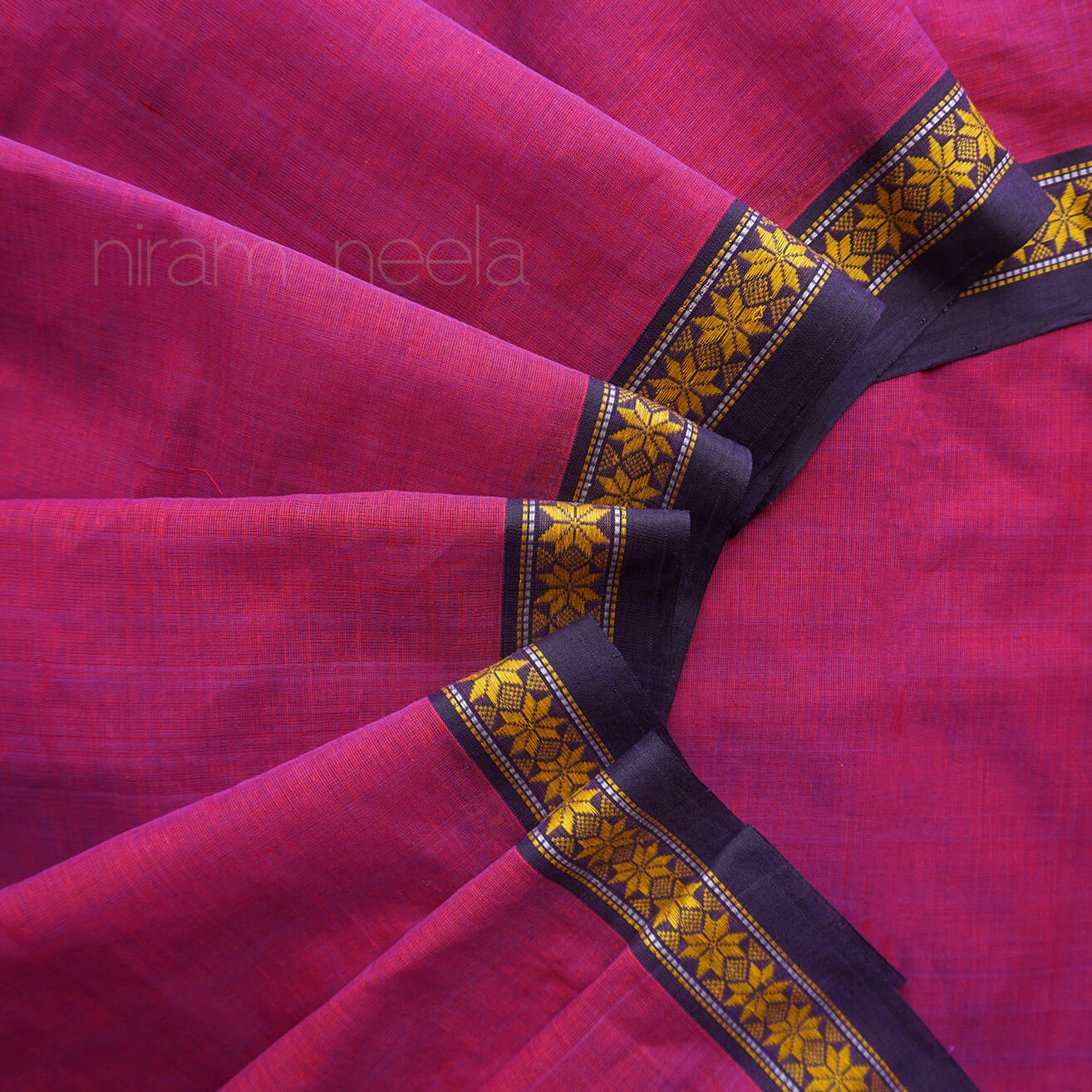 Magenta pink and red Begumpuri cotton saree | Niram Neela