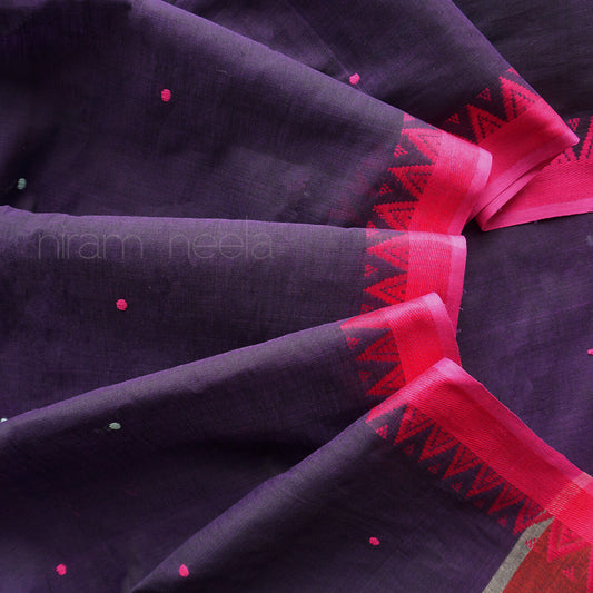 Navy blue ganga jamuna Begumpuri cotton saree | Niram Neela