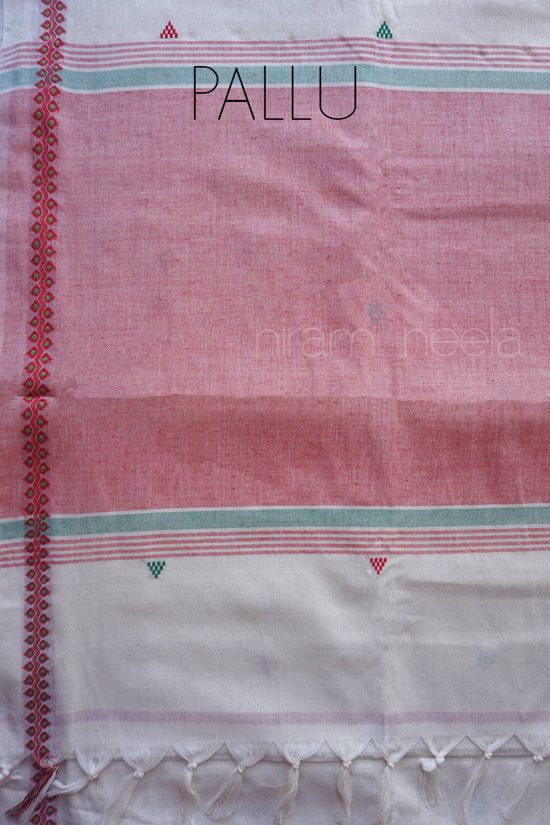 White and red Begumpuri cotton saree | Niram Neela