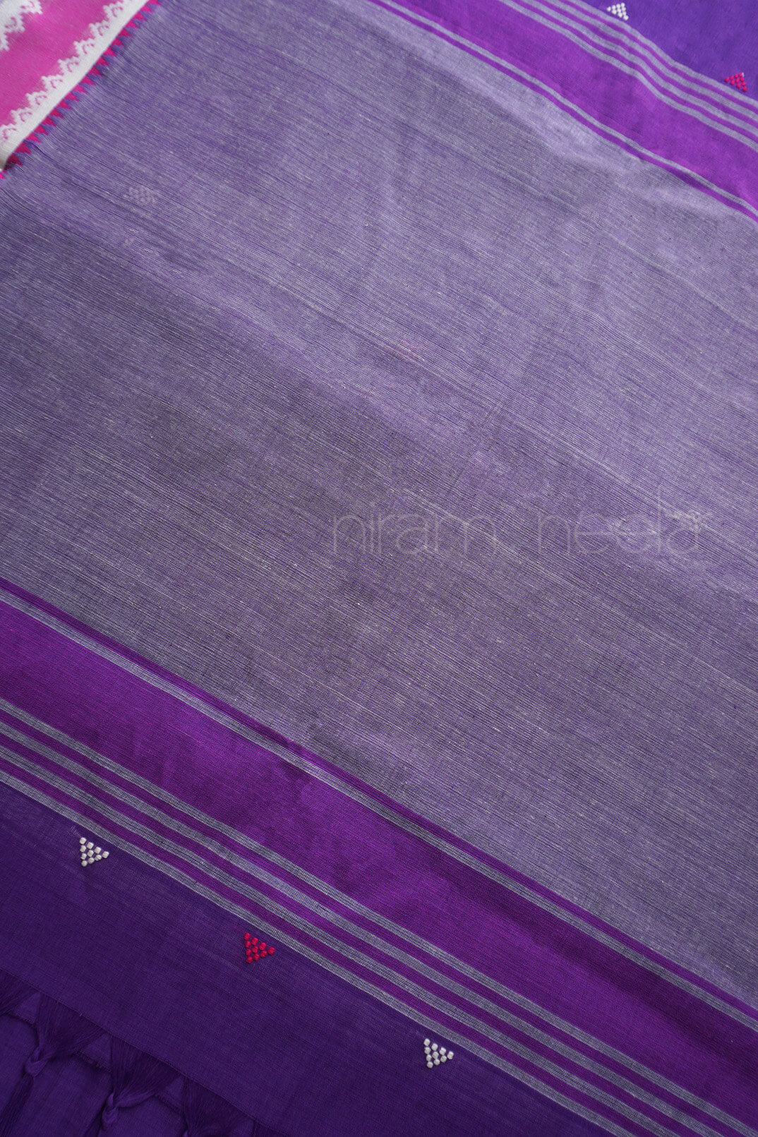 Violet and pink Begumpuri cotton saree | Niram Neela