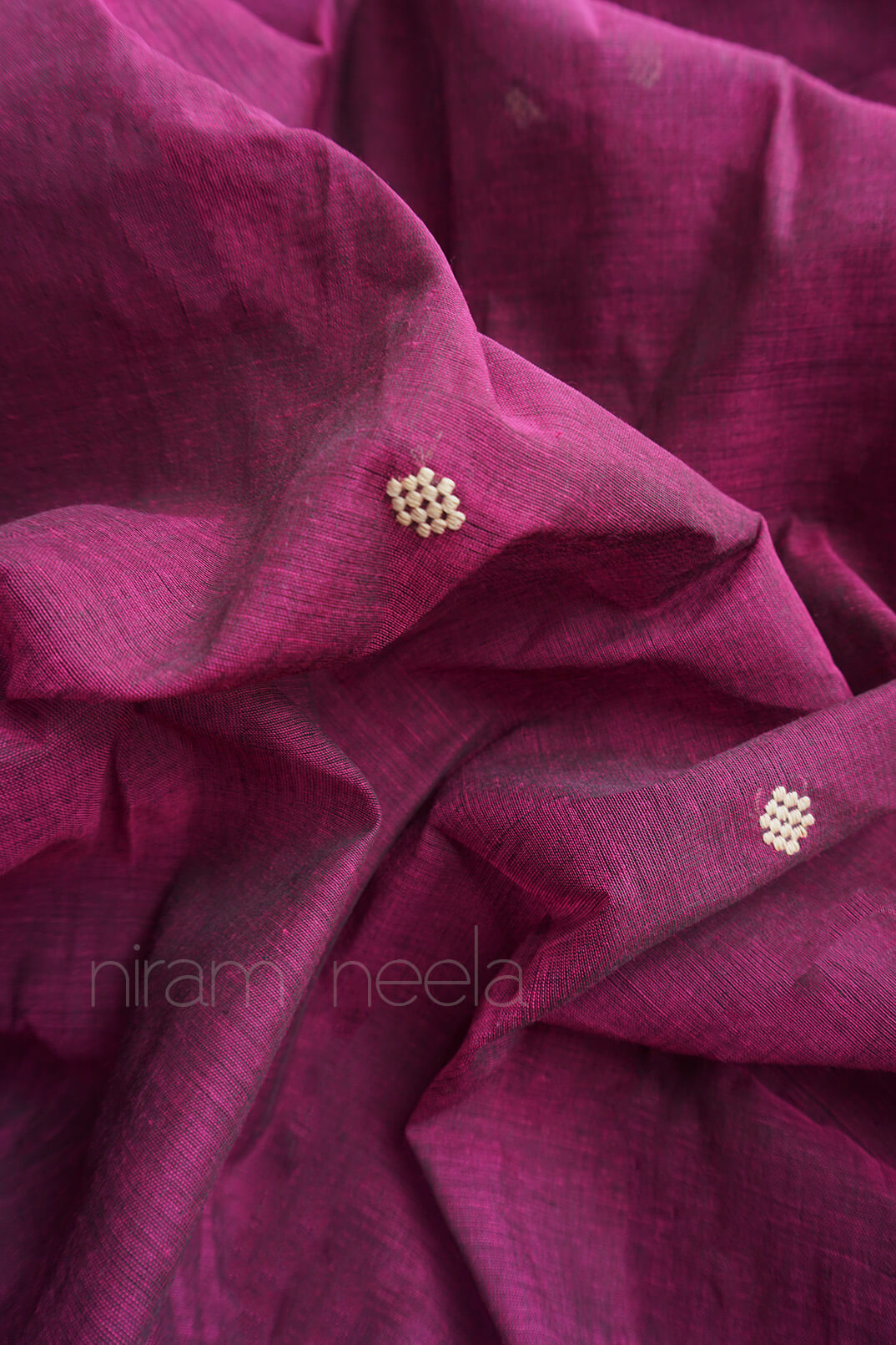Purple and white Begumpuri cotton saree | Niram Neela