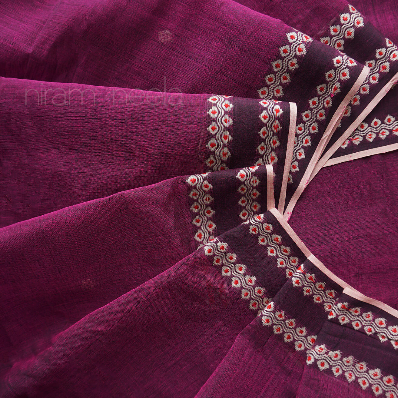 Purple and white Begumpuri cotton saree | Niram Neela