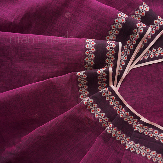 Purple and white Begumpuri cotton saree | Niram Neela