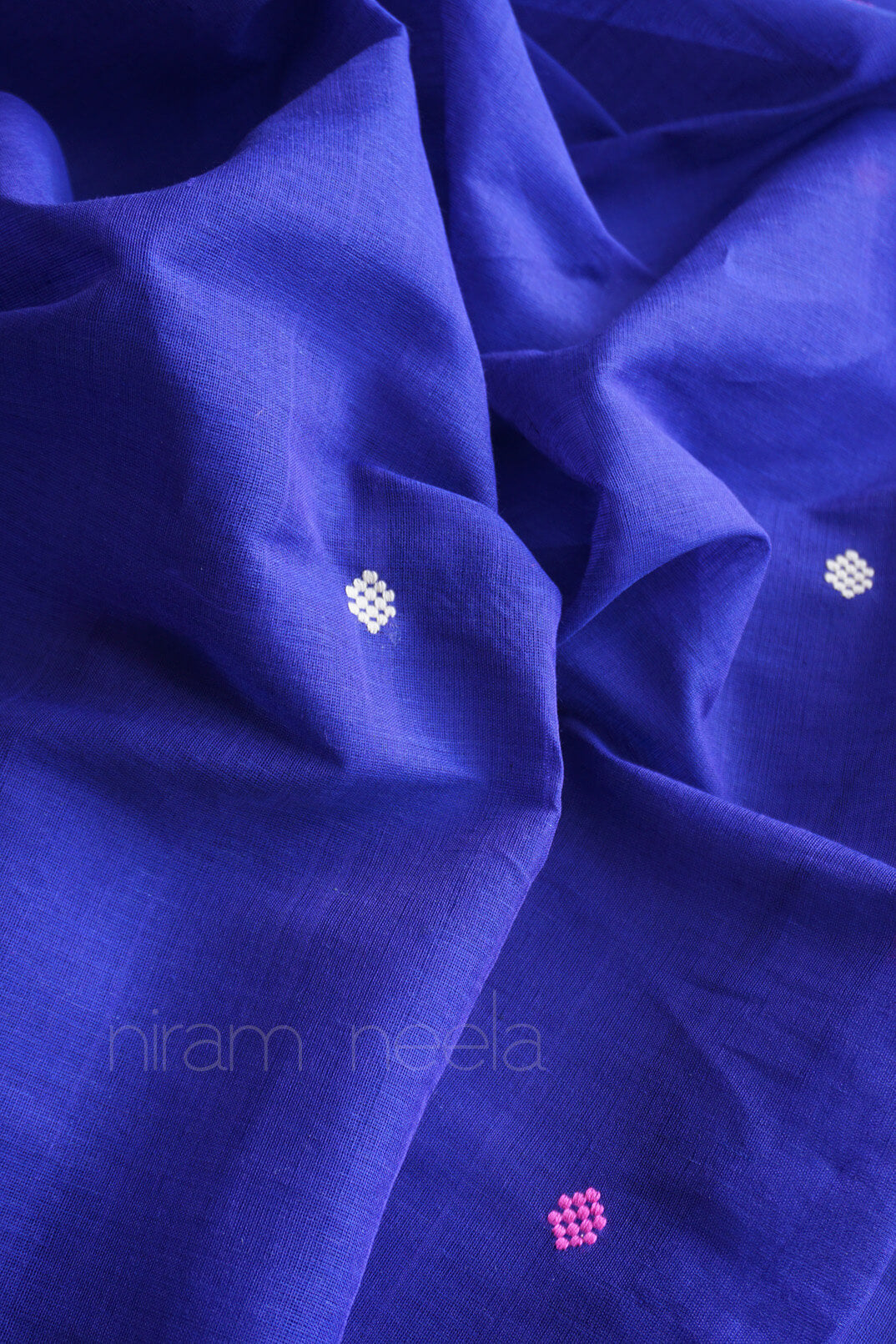 Blue and pink Begumpuri cotton saree | Niram Neela