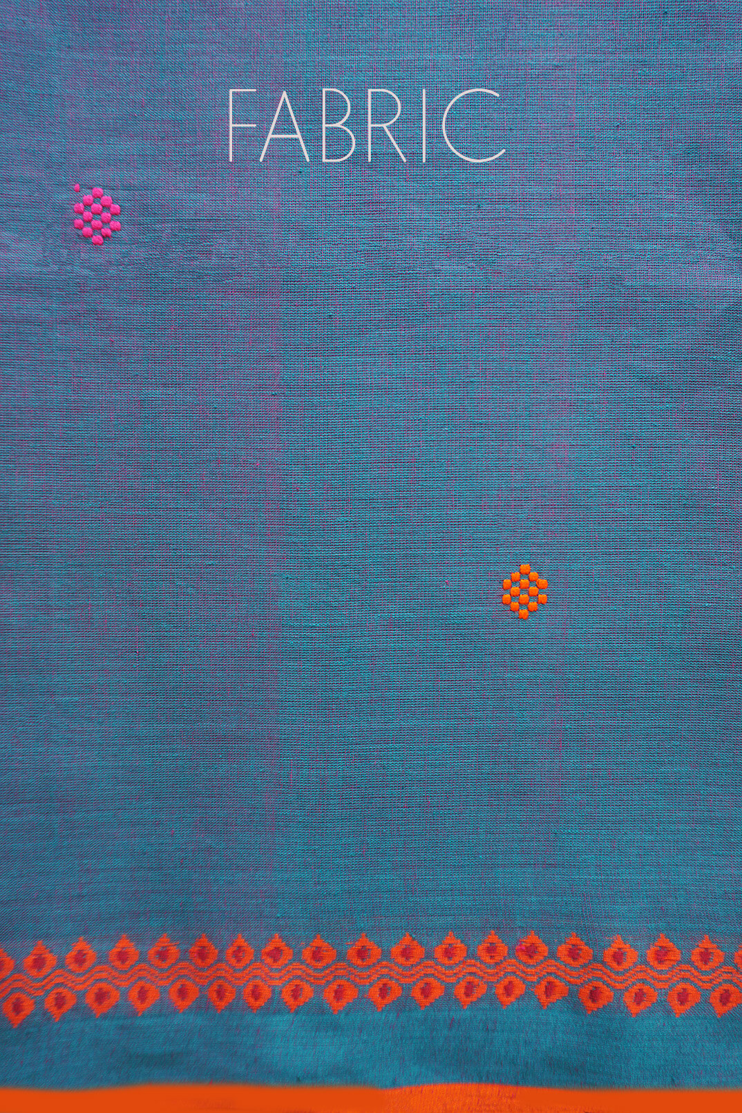 Turquoise blue and orange Begumpuri cotton saree | Niram Neela