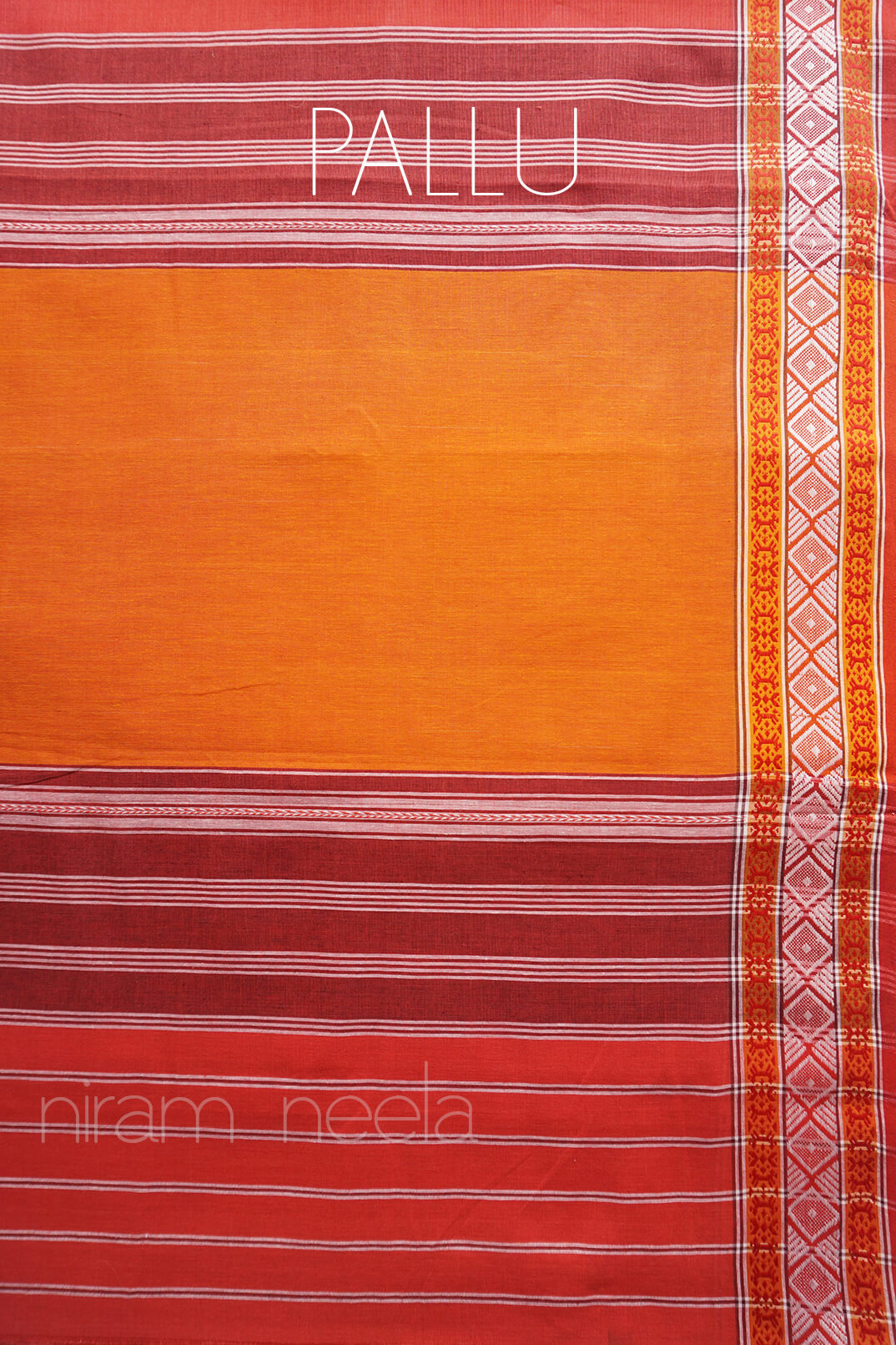 Brown and white Begumpuri cotton saree - Niram Neela
