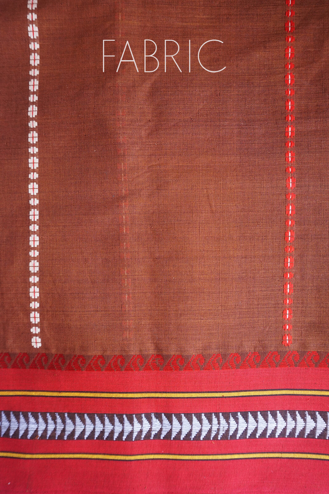 Brown and red Begumpuri cotton saree - Niram Neela