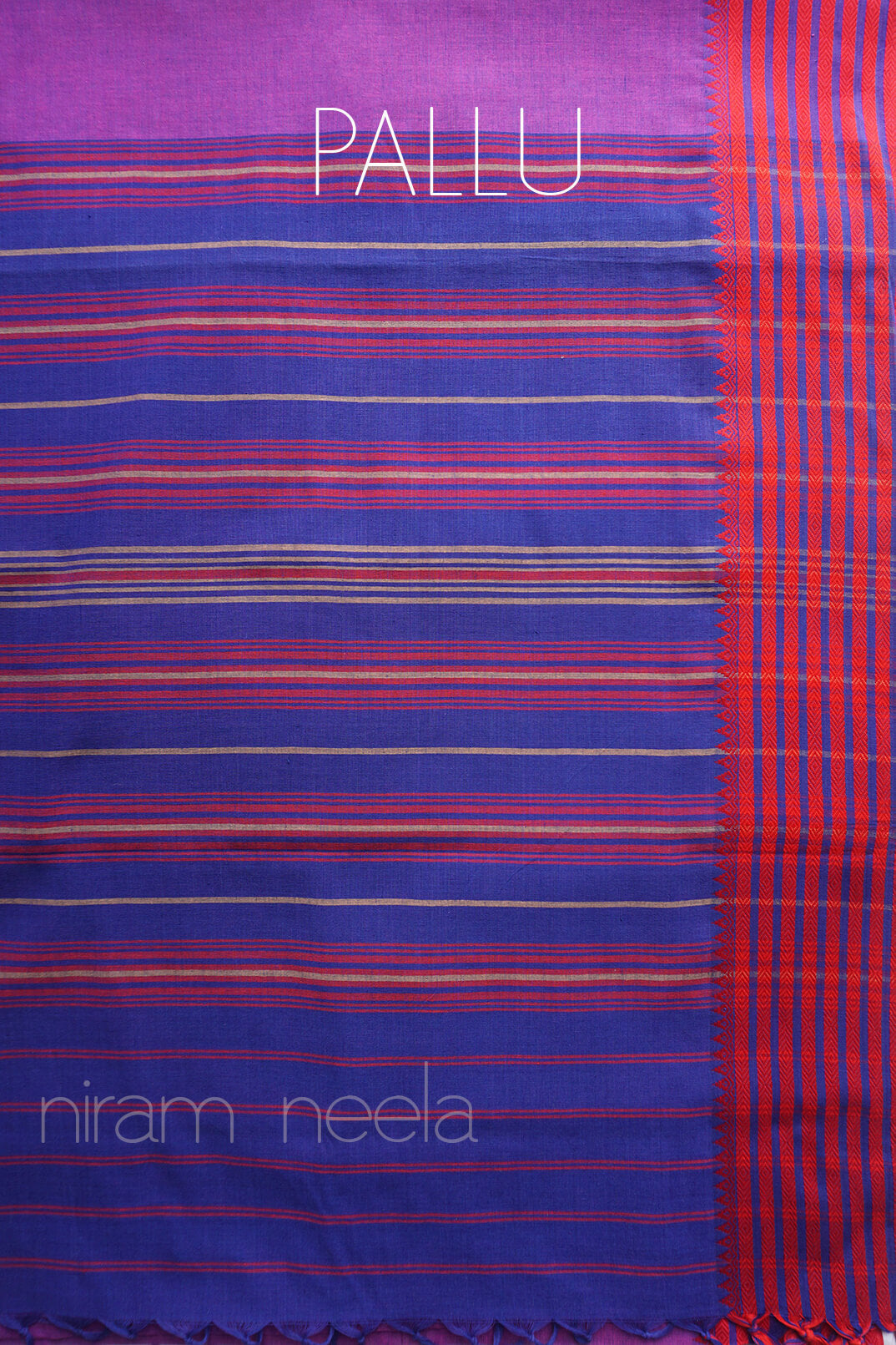 Violet and red Begumpuri cotton saree - Niram Neela
