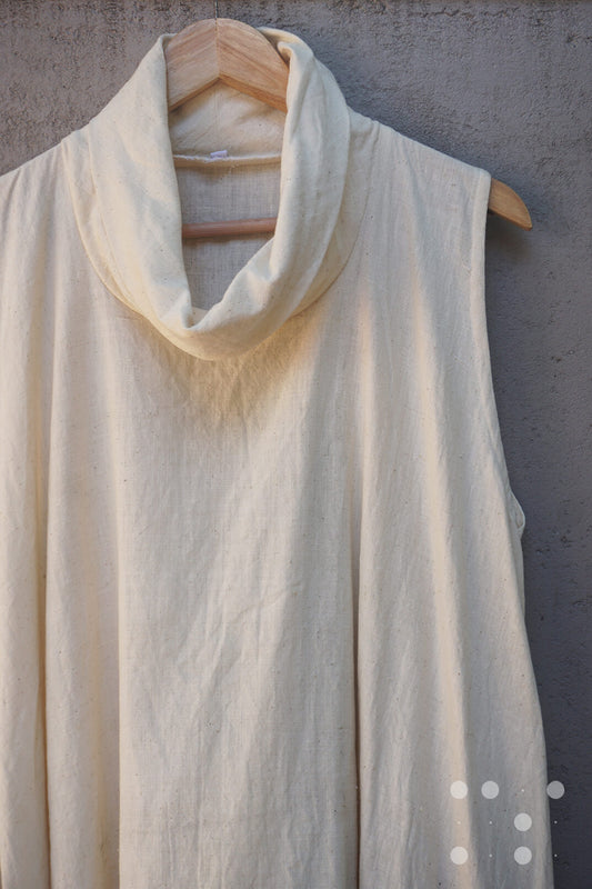Cowl collar cotton maxi dress in ivory - Braille casuals by Niram Neela
