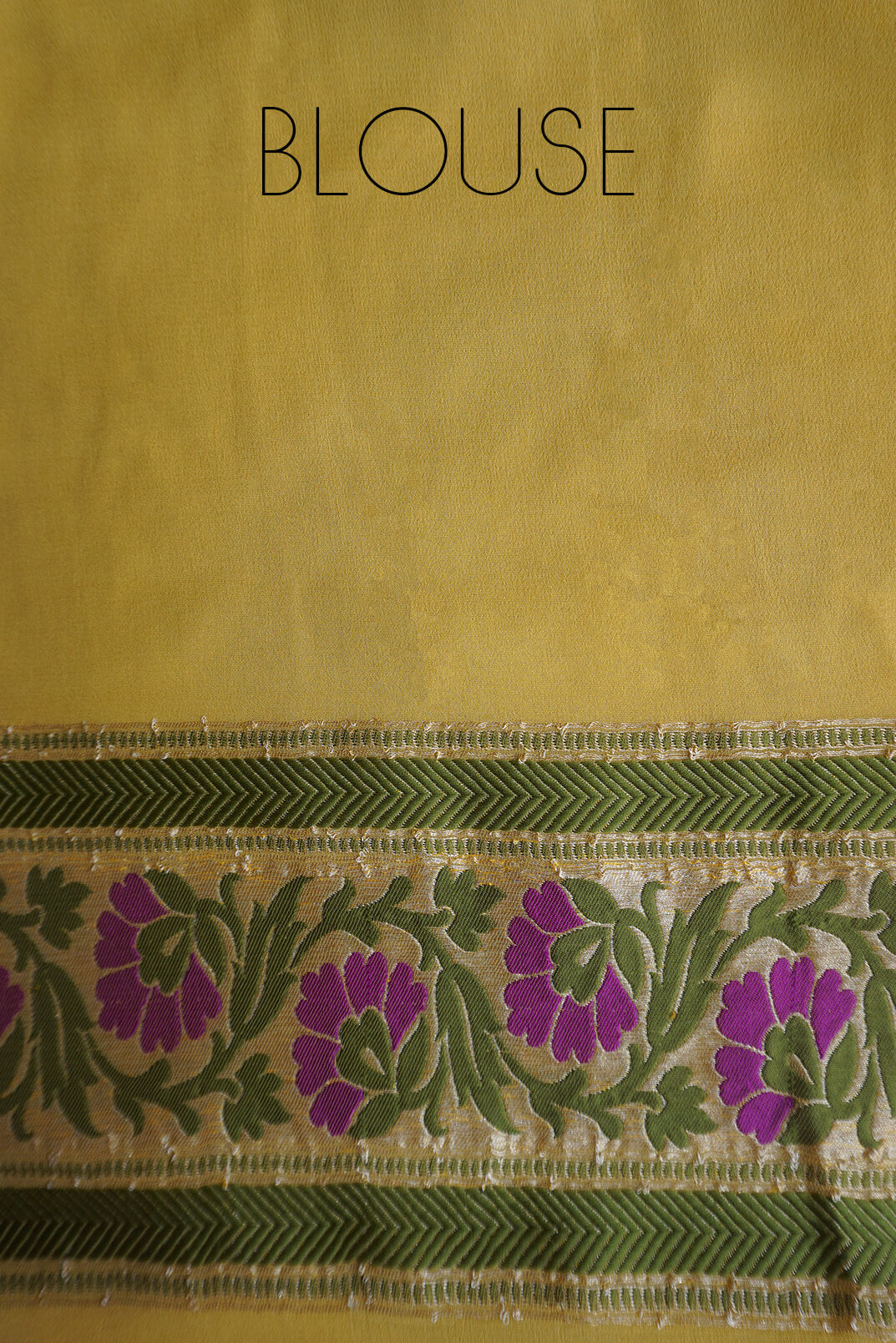 Yellow and green Banarasi silk chiffon saree | Niram Neela
