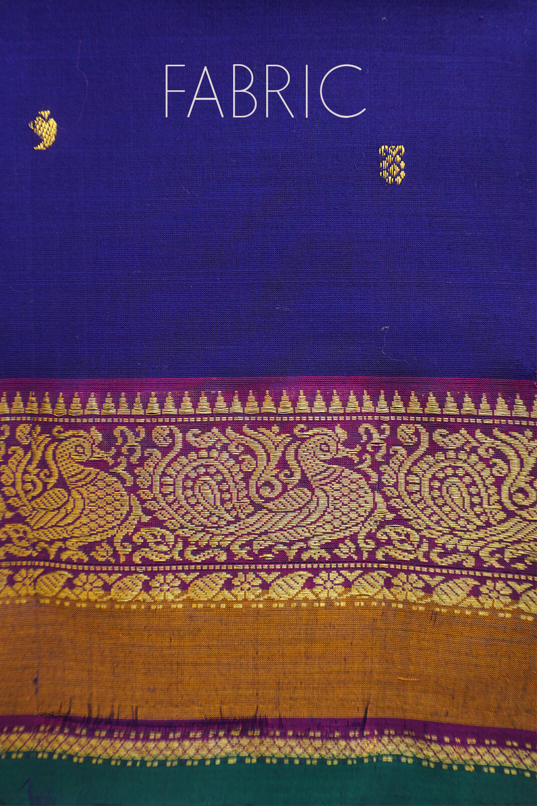 Navy blue and purple handloom Chettinad silk cotton saree - Niram Neela