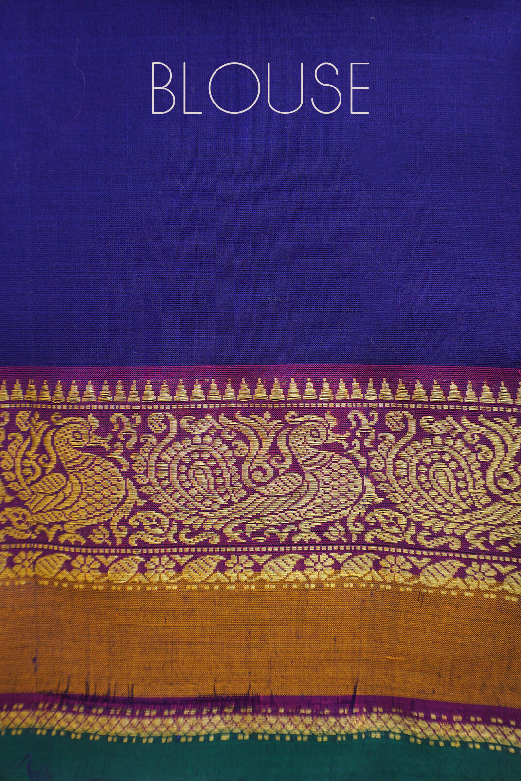 Navy blue and purple handloom Chettinad silk cotton saree - Niram Neela