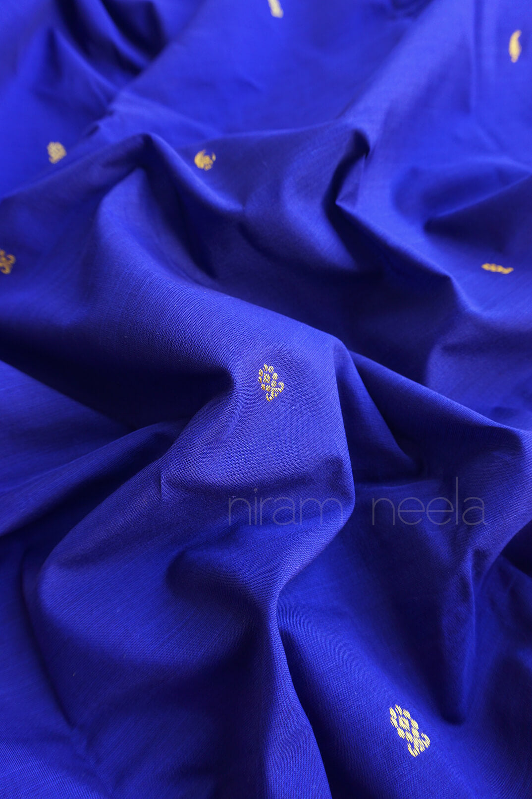 Navy blue and purple handloom Chettinad silk cotton saree - Niram Neela