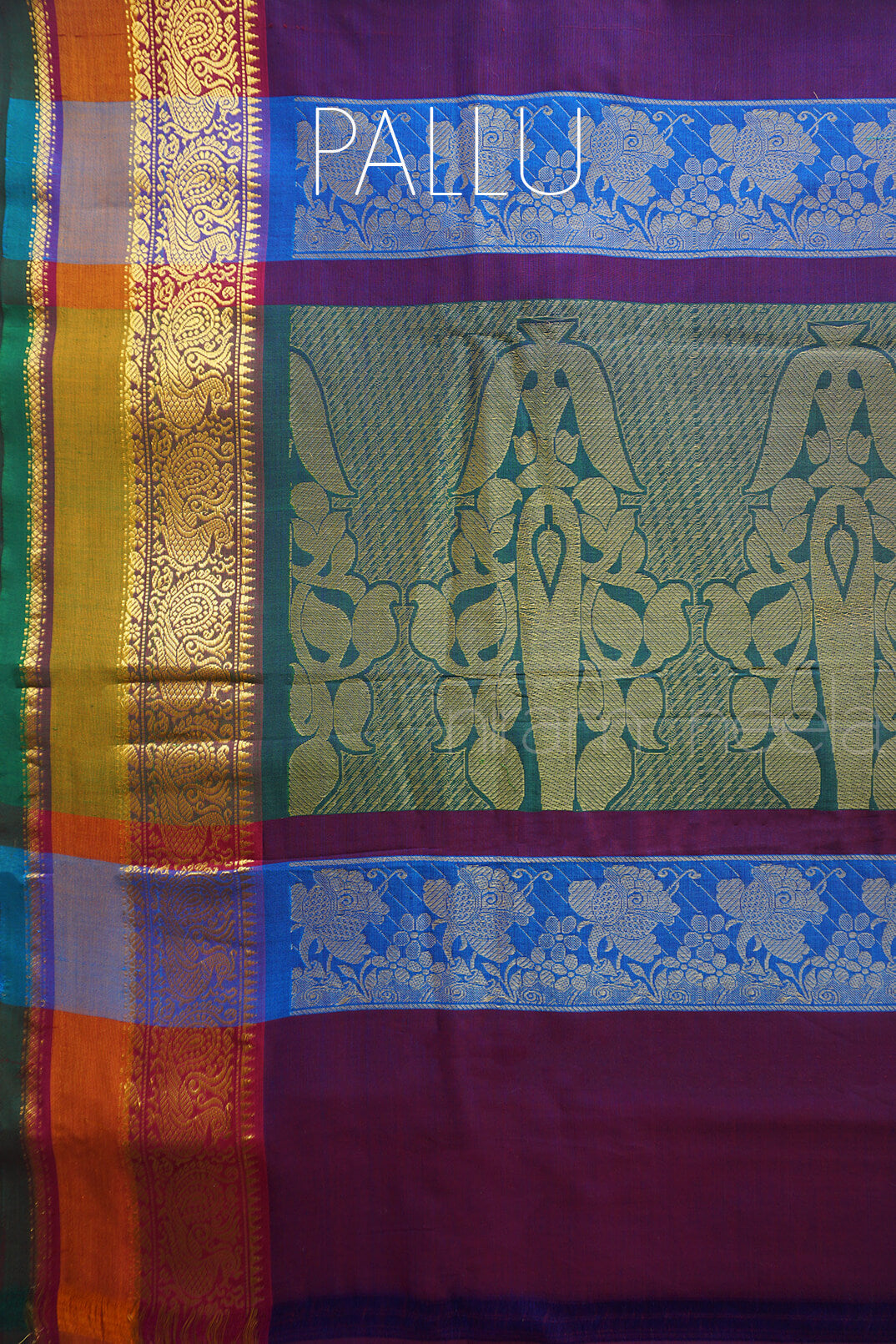 Purple and magenta handloom Chettinad silk cotton saree from Niram Neela