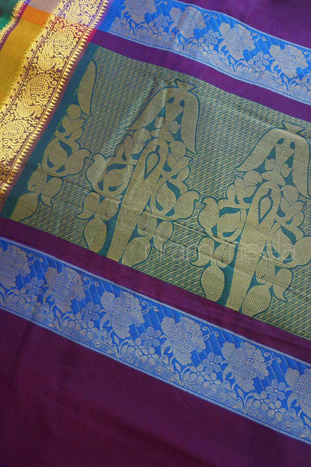 Purple and magenta handloom Chettinad silk cotton saree from Niram Neela