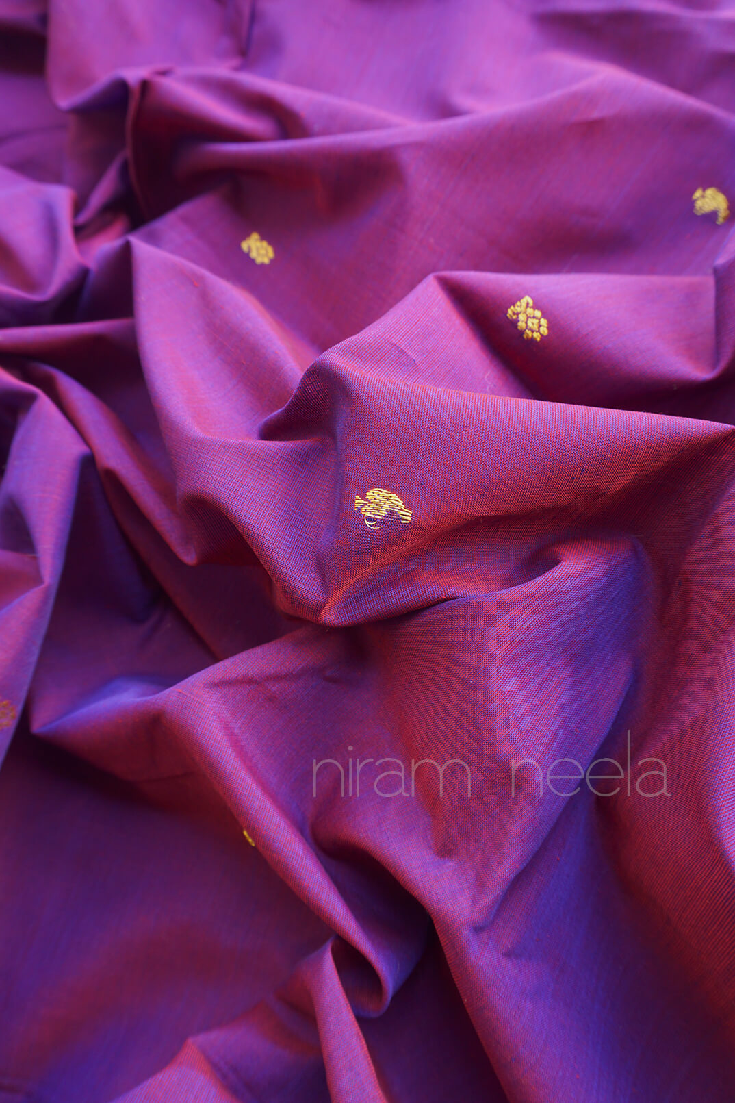 Purple and magenta handloom Chettinad silk cotton saree from Niram Neela