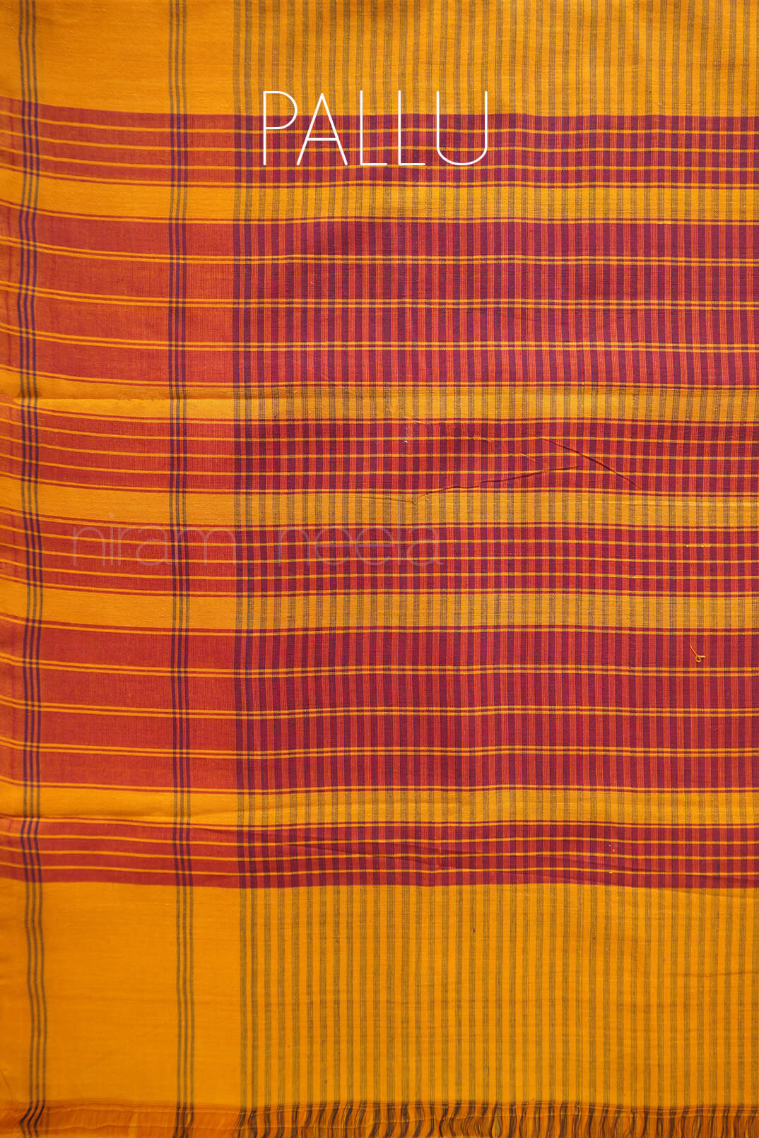 Yellow and red Chettinad cotton saree | Chettinad by Niram Neela