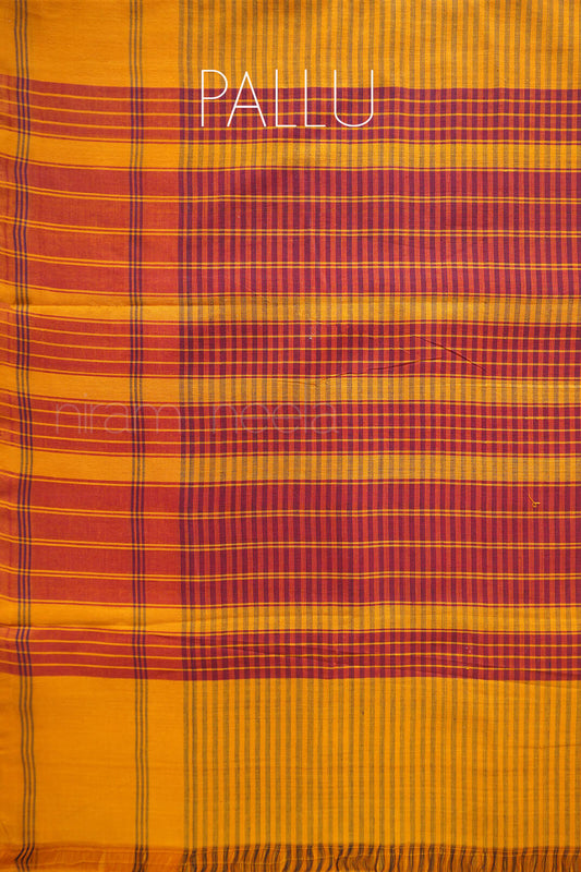 Yellow and red Chettinad cotton saree | Chettinad by Niram Neela