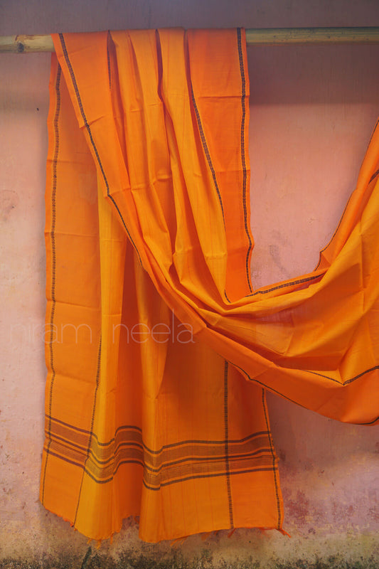 Yellow and orange Chettinad cotton dupatta | Niram Neela
