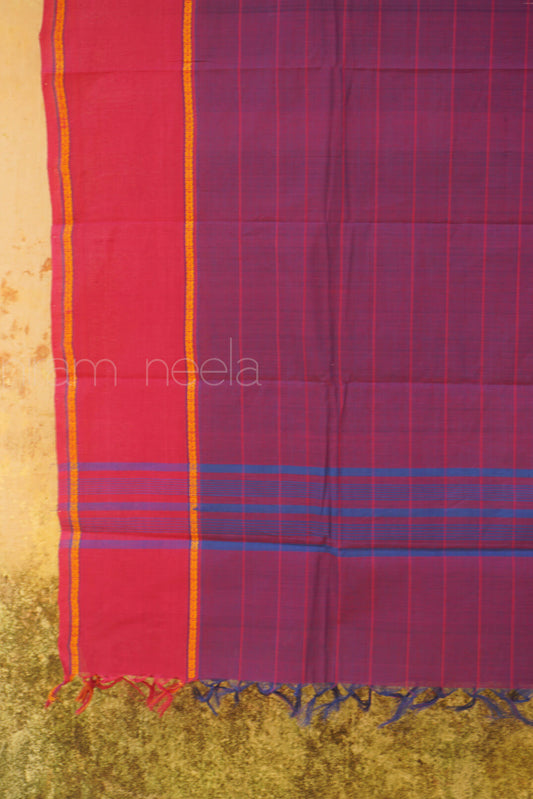 Violet and pink Chettinad handloom cotton dupatta | Niram Neela