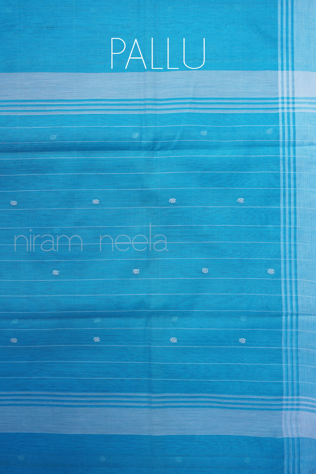 Blue and white Chanderi cotton saree - Niram Neela