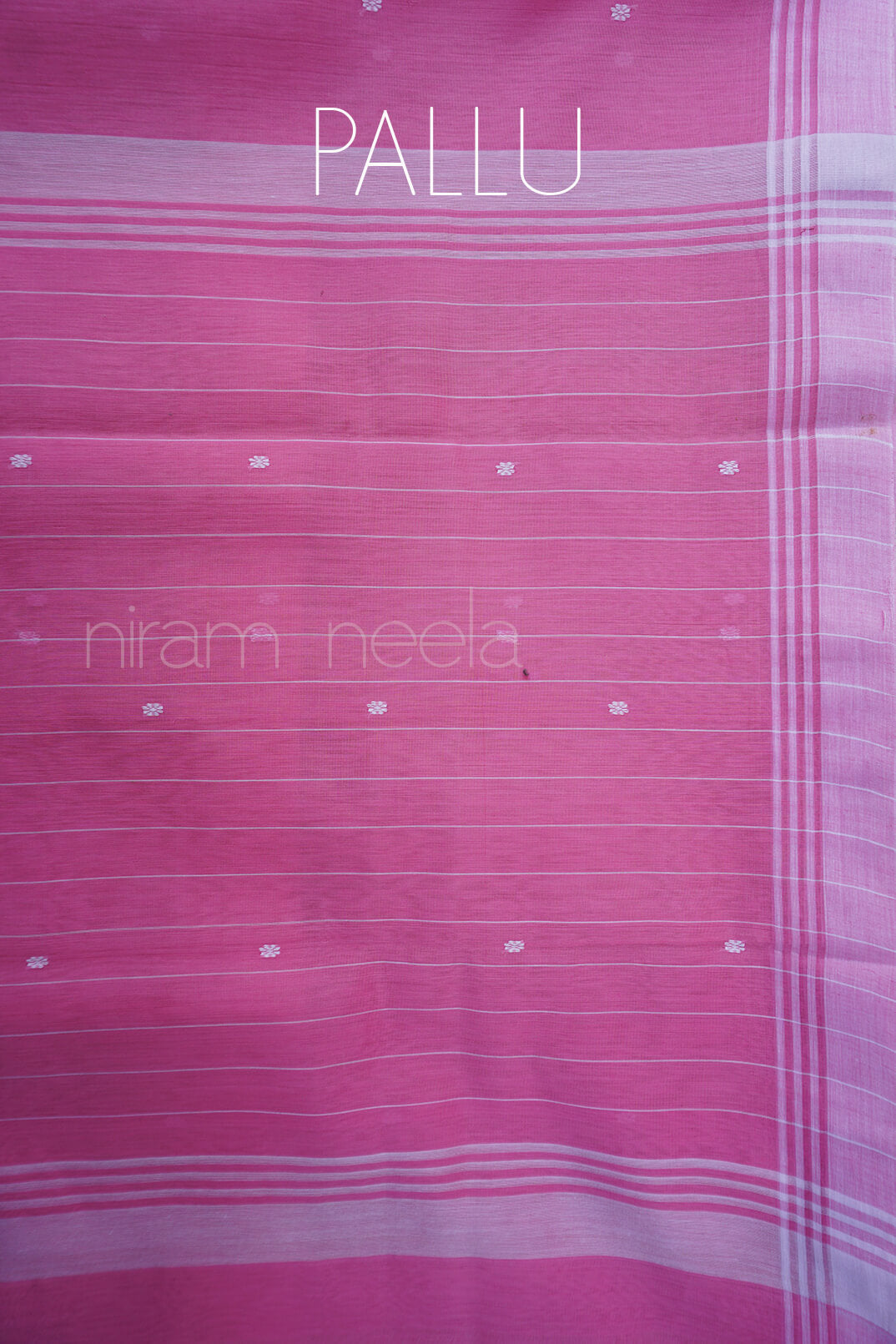 Pink and white Chanderi cotton saree - Niram Neela