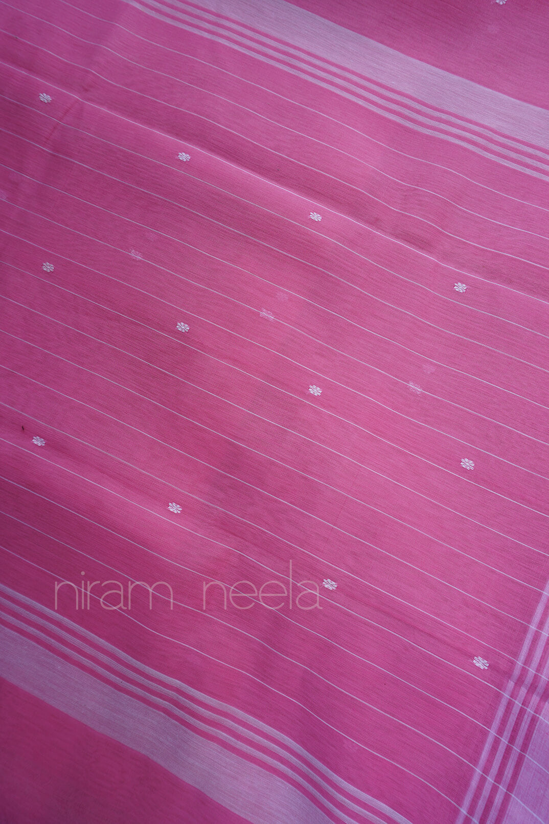 Pink and white Chanderi cotton saree - Niram Neela