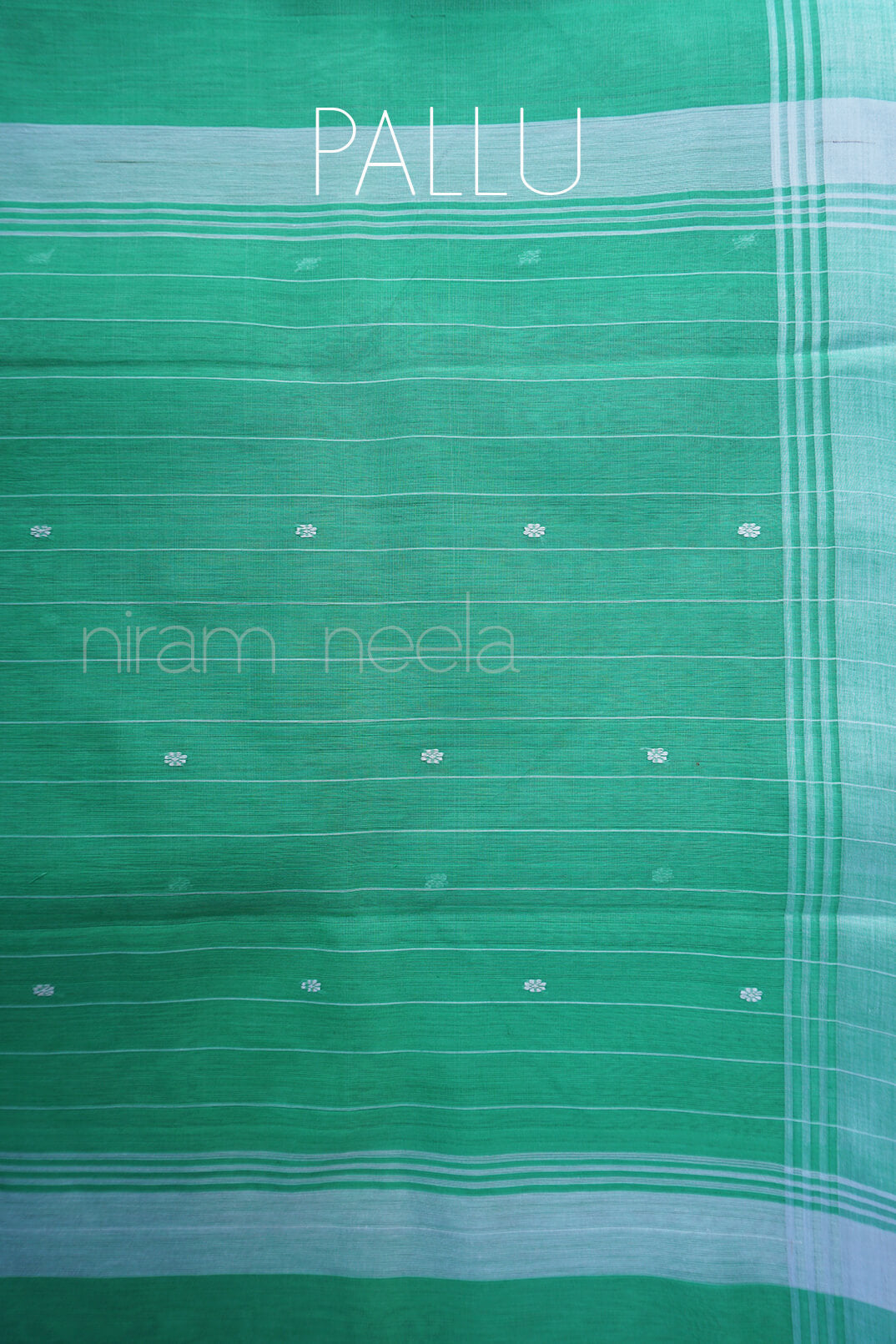 Green and white Chanderi cotton saree - Niram Neela