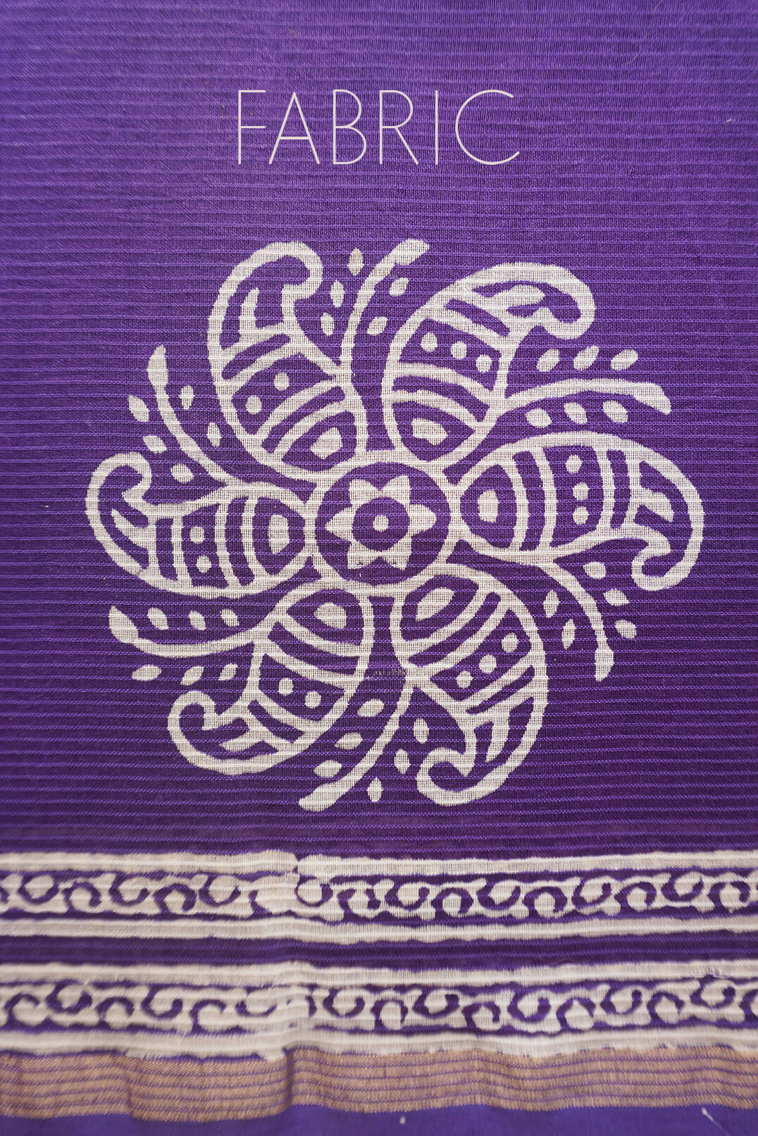 Violet and white printed Chanderi silk cotton saree | Printed silk sarees by Niram Neela
