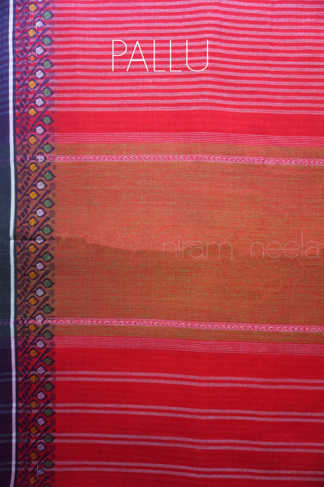 Pink and blue pinstriped Dhaniakhali saree | Niram Neela