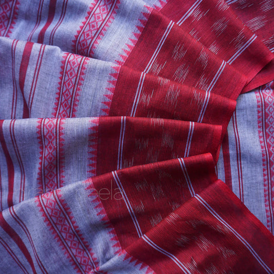 Grey and maroon Dhaniakhali saree | Niram Neela